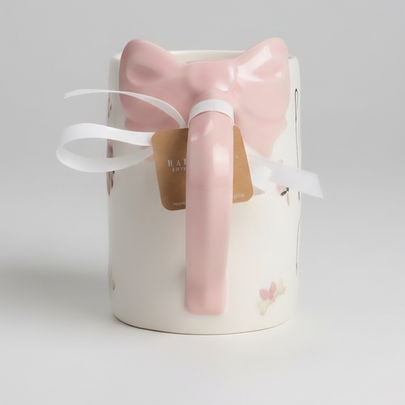 Rae Dunn Disney Lady and the Tramp Puppy Love Mug Pink Bow Handle NWT Exclusive - Picture 4 of 8